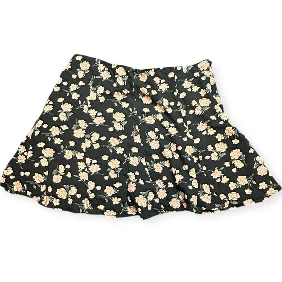 AMERICAN EAGLE Women’s Black Blush Floral Flowy Mini Skirt Size XL - Picture 1 of 5